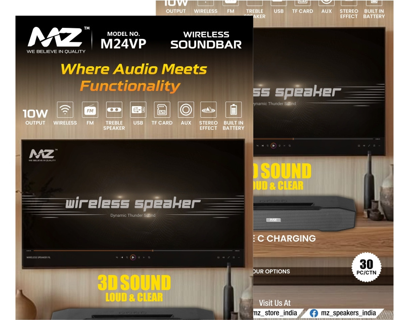 Wireless Soundbar Branding | MZ M24VP advertising branding creative poster design graphic design marketing new design poster design social media tech design