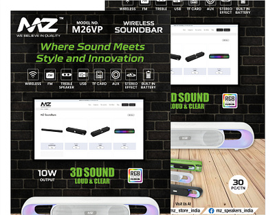 MZ M26VP Wireless Soundbar – Product Poster Design advertising design branding creative poster graphic design marketing design modern poster design soundbar