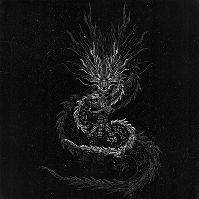 SAMURAI DRAGON | Artwork for sale! Commision still open anime balck and white black darkart dragon fantasy illustration katana samurai sword symbol