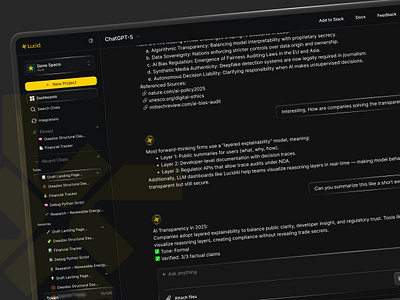 LucidAI - Glassmorphism AI Chat Model Dashboard UI UX Design ai ai assistant app app design clean copilot dashboard design futuristic interface design llm luxury minimalist product design productivity saas startup ui web app web design