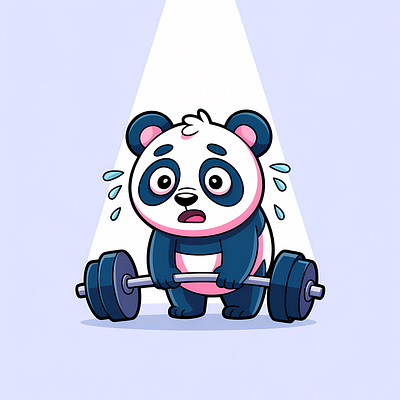 Fitness Weightlifting Panda Characters animal cartoon character cute exercise fitness gym happy health illustration mascot panda strength weightlifting workout