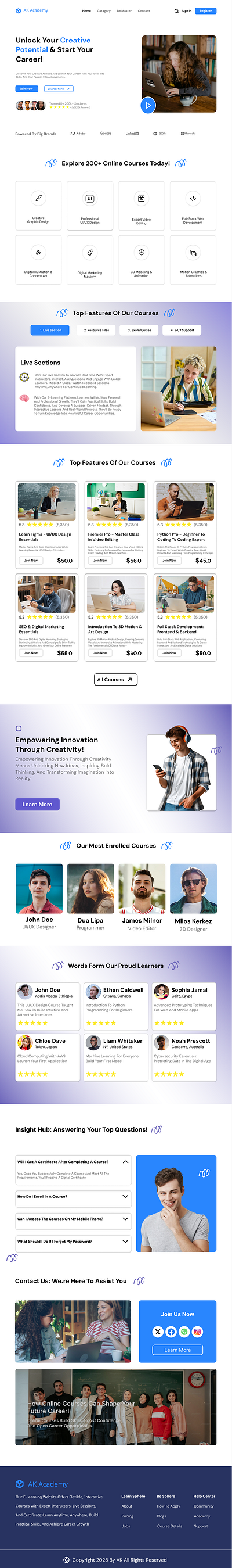 E-Learning Landing Page userexperience