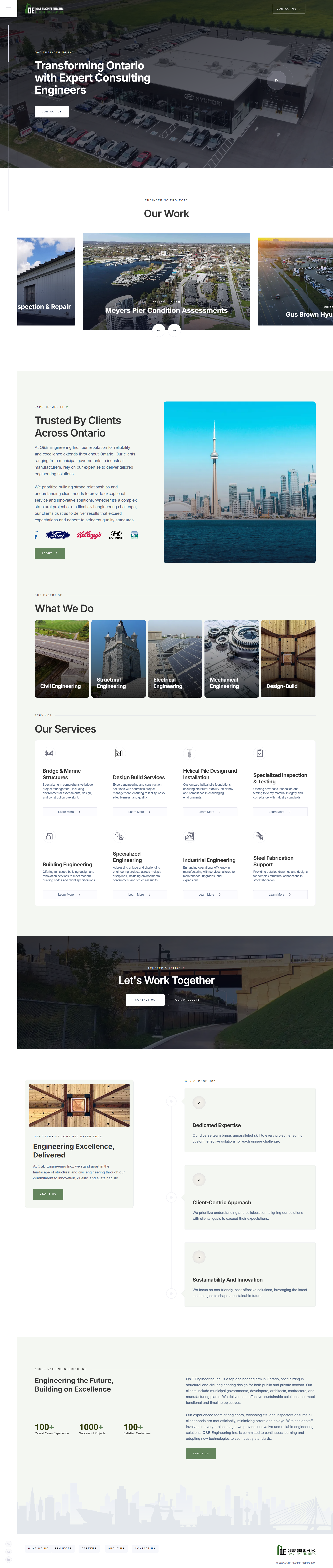 Q&E Engineering Website Design - Avize Agency architecture construction constructionindustry design digitaldesign engineering firmwebsite landingpage responsive design structuralengineering uidesign uiux uxdesign webdesign website websitedesign webui