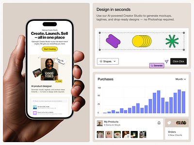 Gabooja. Landing Page Design ai beige bento grid branding colours design landing page mobile design mobile mockup pink promo landing page purple shapes theroom typography ui ux web design yellow