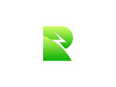 R + Bolt Logo bolt logo design eco environment logo modern logo nature negative space pictorial mark r bolt r logo recycle reuse simple logo