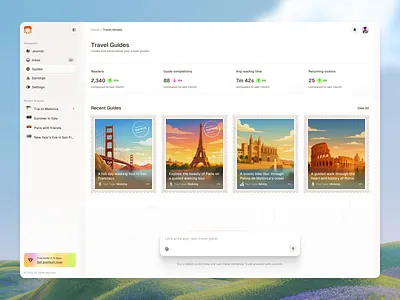 Travel Guides Dashboard ai dashboard guides product design travel ui user interface web web app