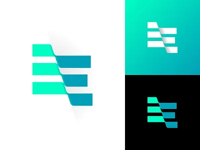 Set of Three Wave Line Symbols branding emblem line logo mark minimalism stylish symbol tech turquoise wave line