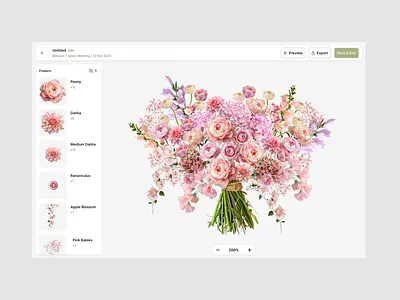Bouquet Designer app ui ux web