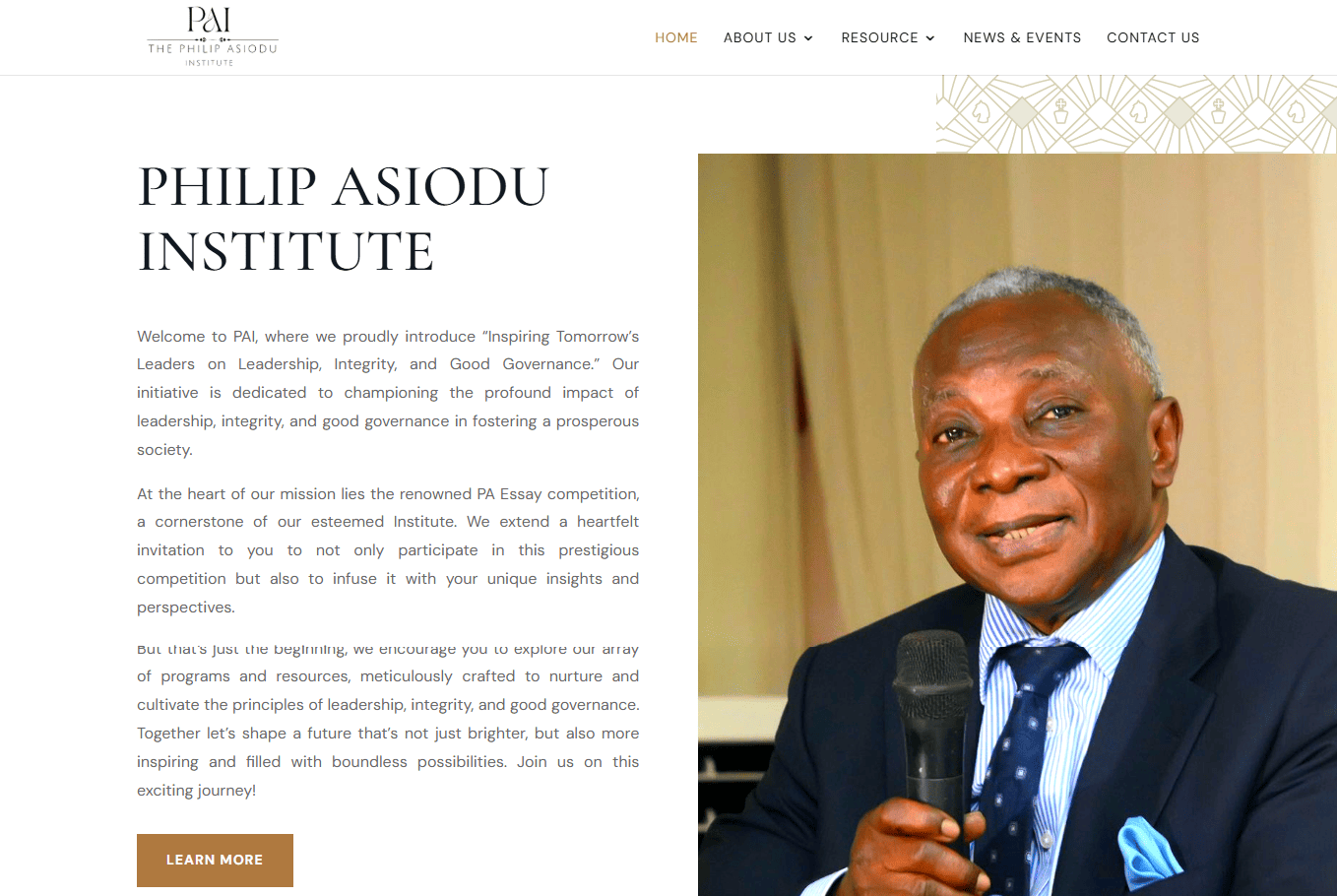 The Philip Asidotu Institue branding ui web design
