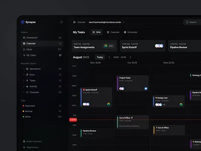 Calendar View app bachanek calendar calls consumer dashboard graphic design kamil meetings microdose planner saas schedule studio task