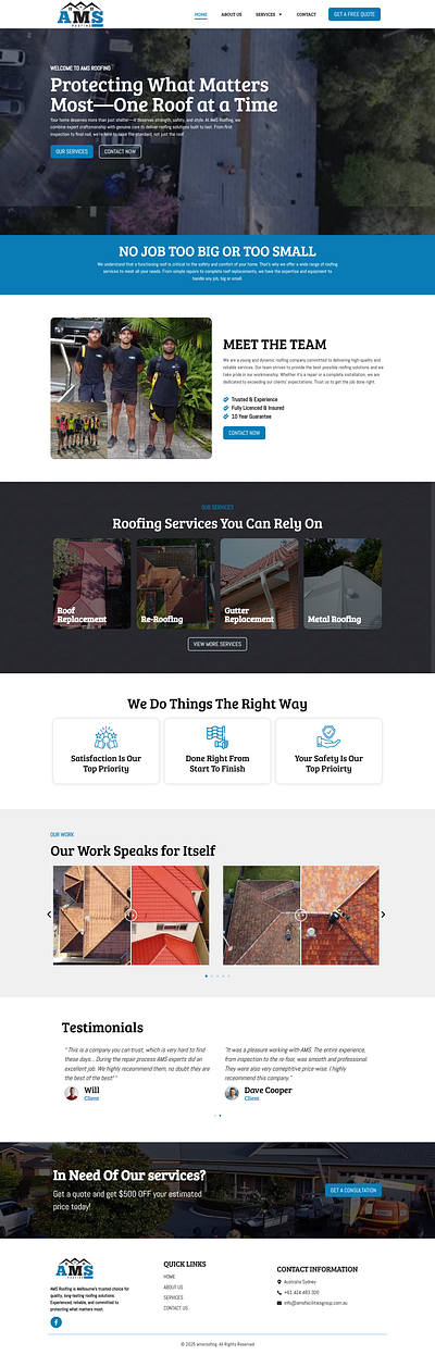 AMS Roofing elementor elementor pro graphic design ui website website design website development