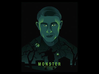 Poster inspired by “Monster: The Ed Gein Story” adobe illustrator alternative poster charlie hunnam cinematic cover ed gein graphic design horror illustration minimal minimalist minimalistic monster movie poster netflix portrait poster true crime vector