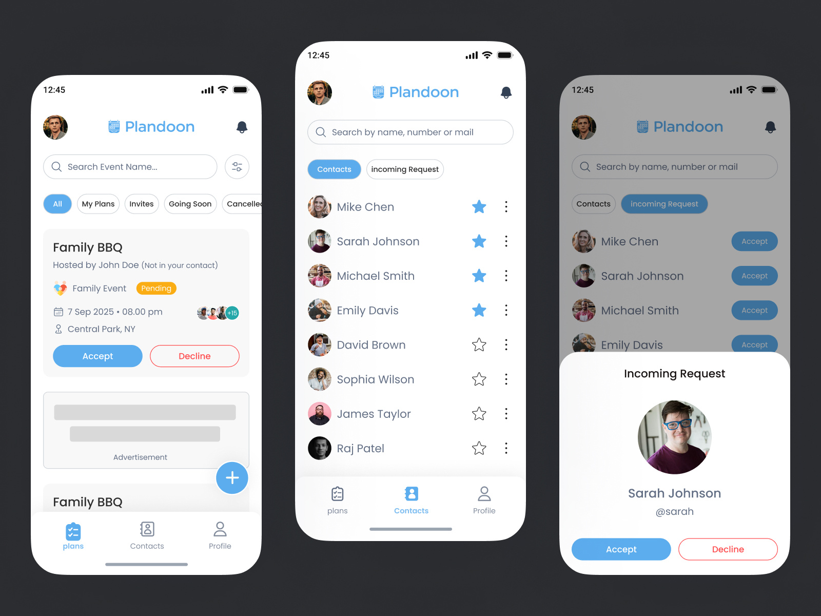 Plandoon – Smart Event Planning App UI plandoon app