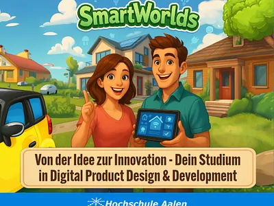 Smart Worlds — Twitch Ad Campaign for Study Course aalen university ai image design digital product design game ad gamification graphic design illustration internet of things sims sims mobile smart home study course studycourse design university addvertisement