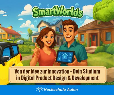 Smart Worlds — Twitch Ad Campaign for Study Course aalen university ai image design digital product design game ad gamification graphic design illustration internet of things sims sims mobile smart home study course studycourse design university addvertisement