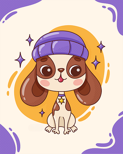 Cute Puppy Character Illustration, doodle cartoon dog app branding design graphic design illustration logo typography ui ux vector