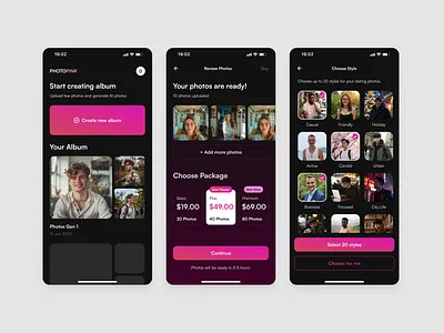 AI Photo Generator app design ui ux
