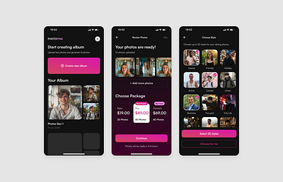 AI Photo Generator app design ui ux