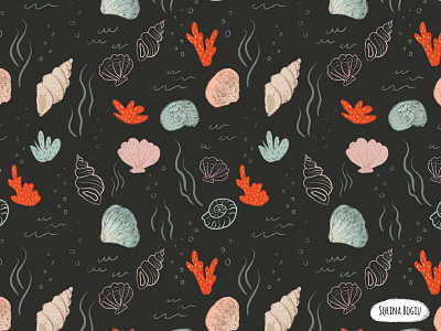Shells Pattern Design cute design fabric design illustration illustrator ocean pattern pattern design pink shell