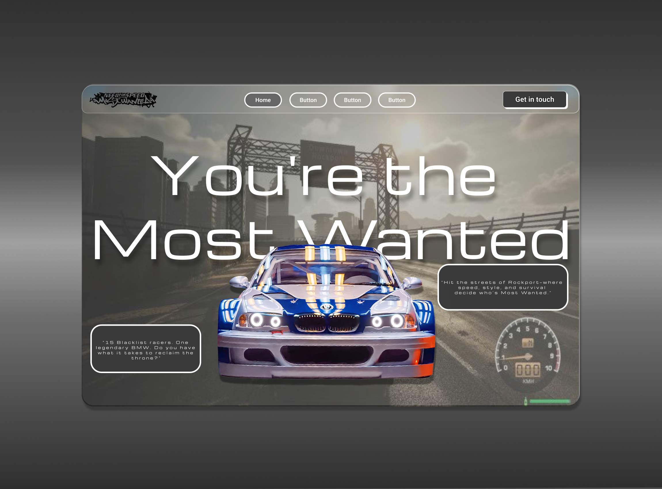Need For Speed Most Wanted Landing Page 3d animation blacklists bmw branding car design figma gaming graphic design illustration jitter landing page logo motion graphics navigation need for speed ui ux v b