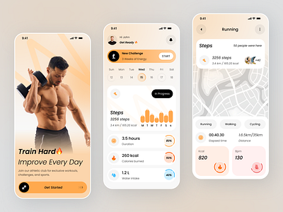 Fitness & Calorie Tracker App Design app design calorie app design fitness app fitness tracker food calorie app health tracker meal mobile mobile app mobile design mobile ui nutrition app ui ux