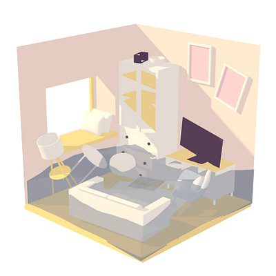 My room is sinking 3d art cinema 4d damage illustration isometric sketch