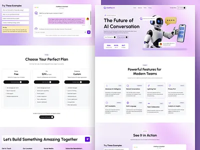 AI Chat Website Landing Page Design chatbot deployment