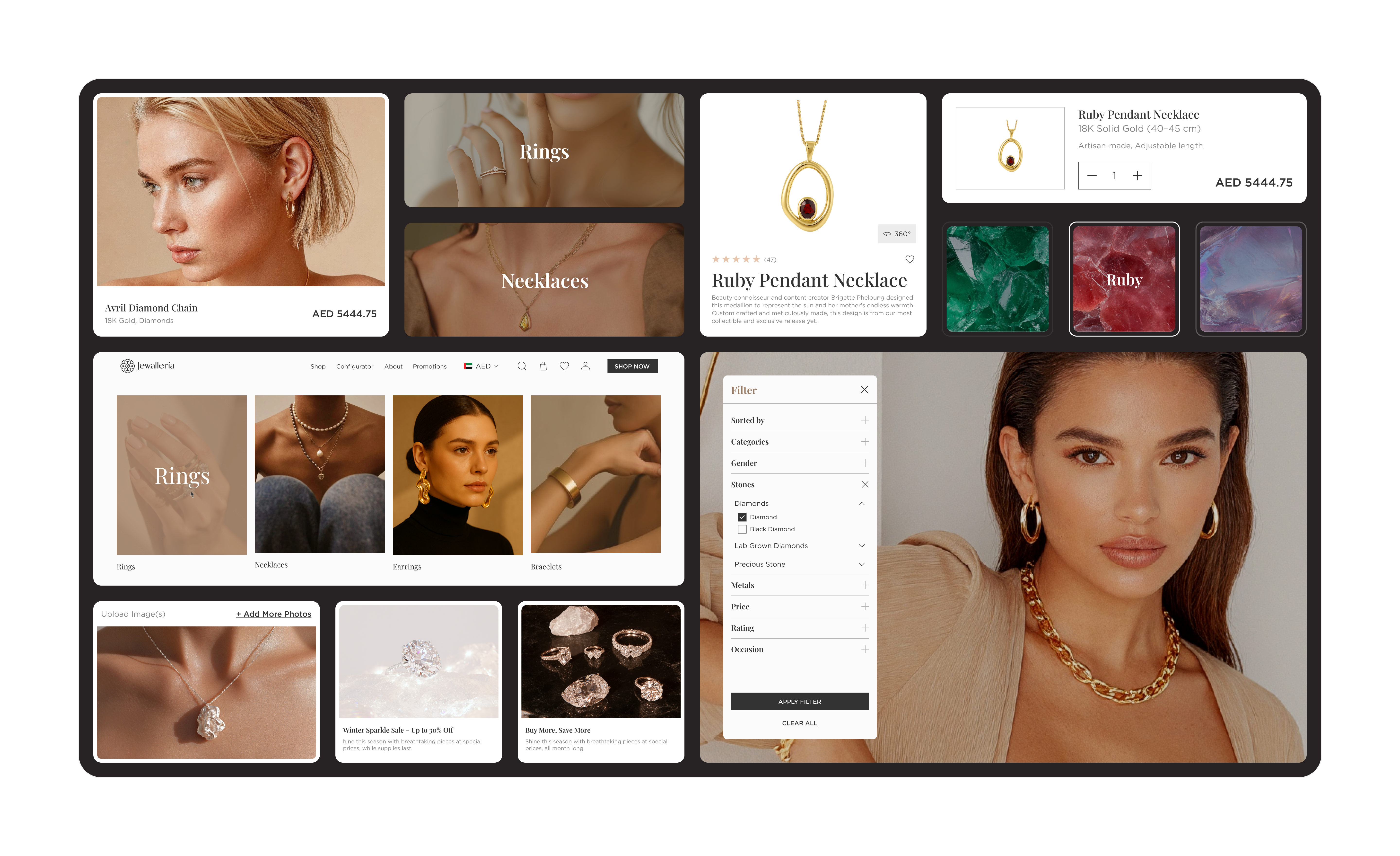 Responsive Design for E-commerce Jewelry Website | Masterly 3d ar design e commerce gift card graphic design jewelry jewelry constructor mobile design responsive design responsive website ui uiux uiux design ux web design website website design wishlist wishlist page