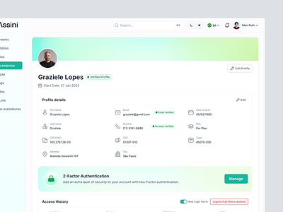 User Profile Dashboard UI Design account dashboard admin dashboard app design authentication ui clean interface dashboard design data dashboard modern interface profile dashboard profile managment saas dashboard security dashboard settings page ui design user dashboard ux design web design