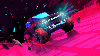 Ford Bronco 4x4 bronco comic halftone illustration poster procreate spiderverse esque stylized vehicle