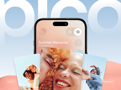 Product design for photo gallery mobile app | Hyperactive art cards design gallery glassmorhism hyperactive mobile mobile design photo product design ui user interface ux