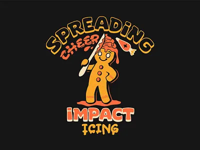 Impact Icing cartoon cartoon character character christmas festive ginger bread man illustration punny retro vintage
