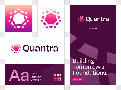 Quantra Ventures - Logo Design brand identity branding build capital corporate data digital emblem freelance logo design gradient logo jeroen van eerden logo pattern quantra shield type venture ventures visual identity
