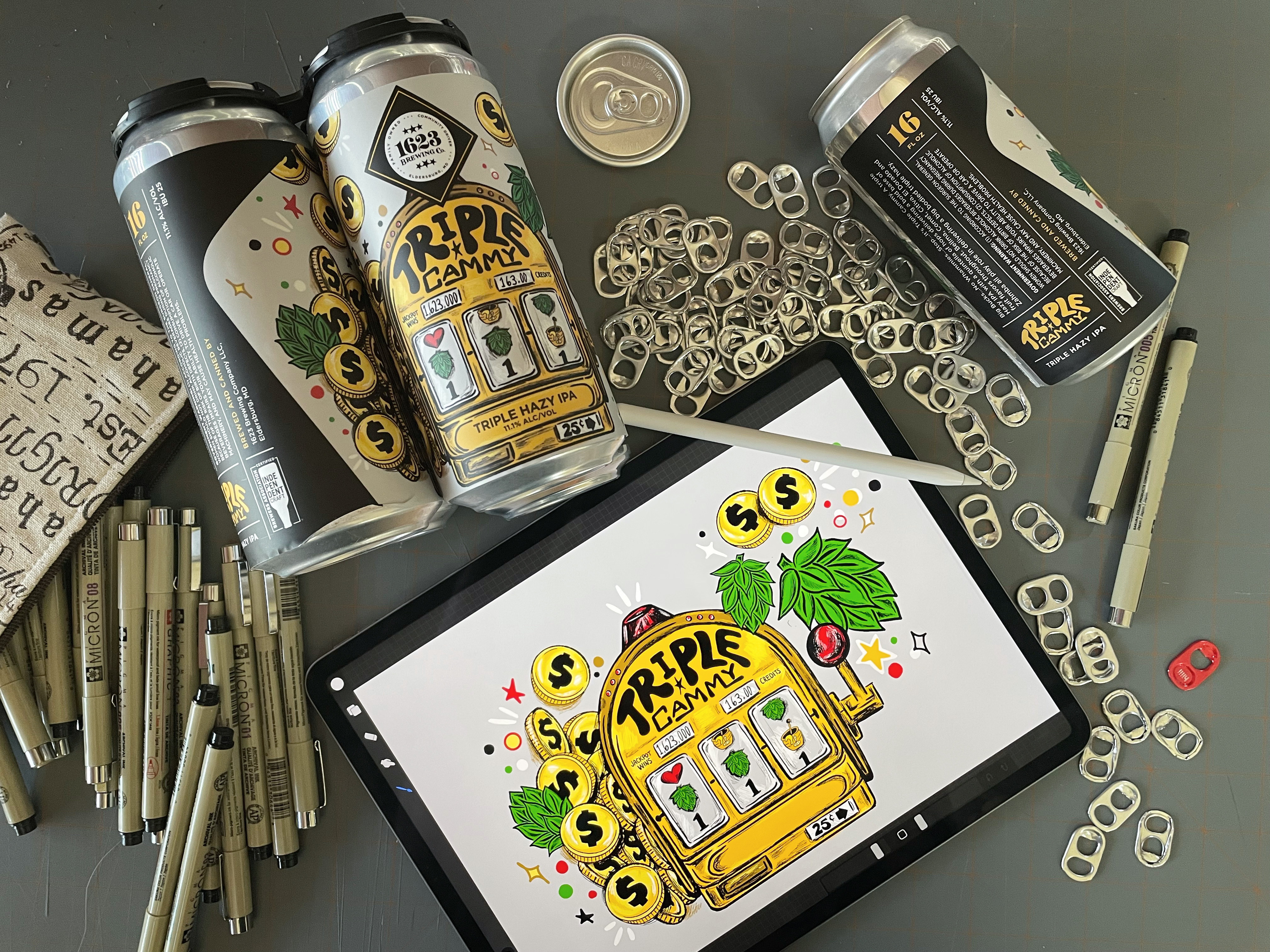 Jackpot Beer Label Design beer beer art beer label beer packaging coins digital drawing digital illustration hand drawn handdrawn ipa ipad jackpot label design money procreate procreate illustration slot machine vegas winner