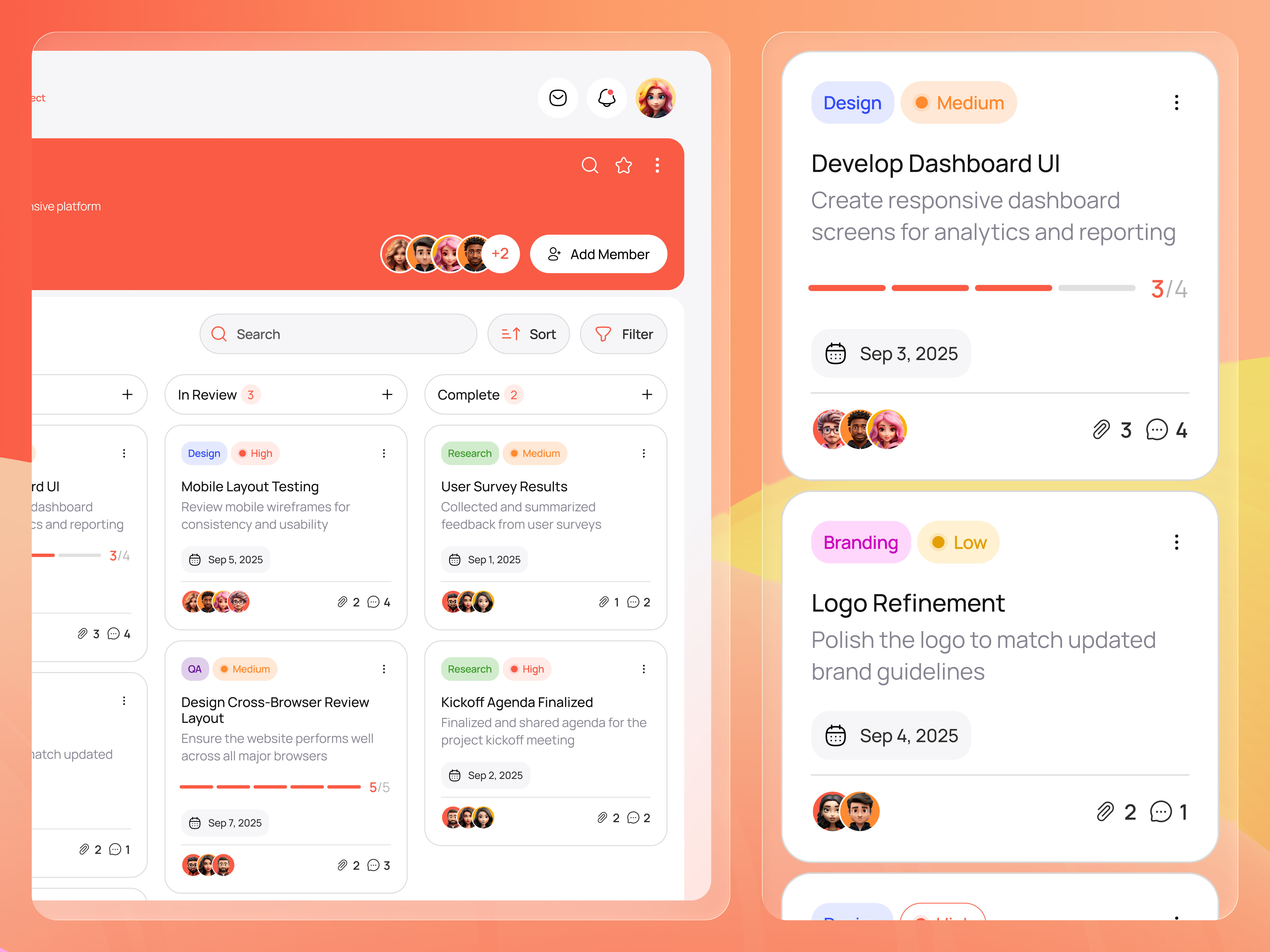 Example of CoreDesk - Task Management Page in HR Dashboard