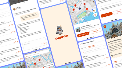 Pigeon | Concept App app concept landmark map mobile pigeon travel