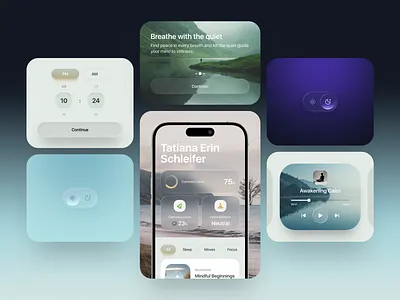 Mindfulness App – Exploration application design exploration glassmorphism interactions mindfulness mobile app ui userinterface