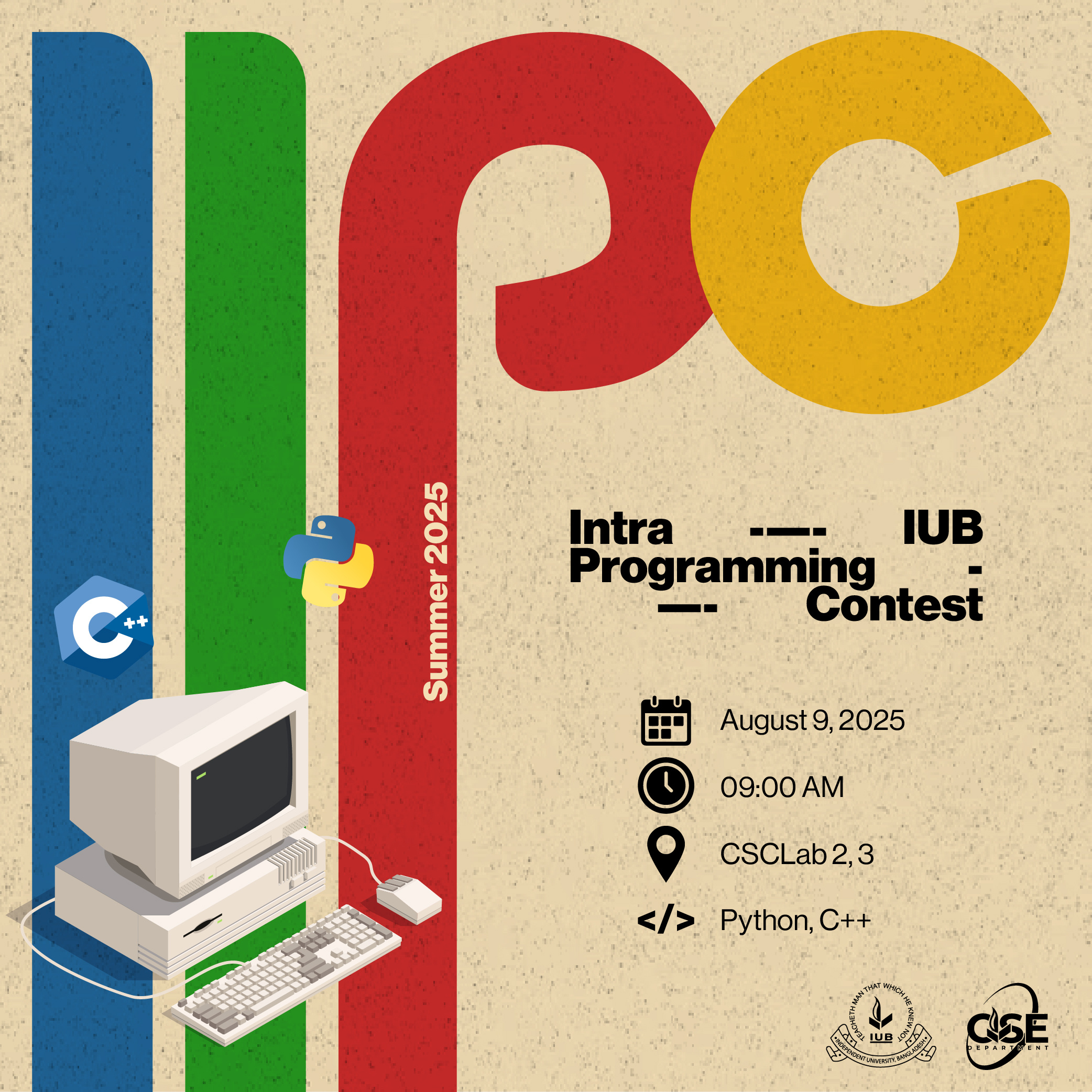 Intra-IUB Programming Contest Summer 2025 Poster bauhaus graphic design poster design programming tech typography