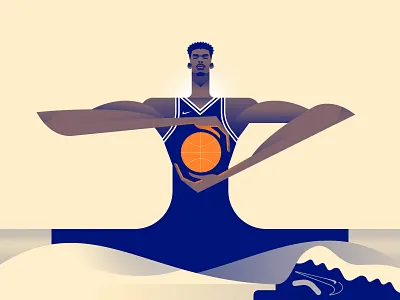 Victor ball baller basketball character flat illustration minimal minimalist nba nike shaolin sneakers spurs