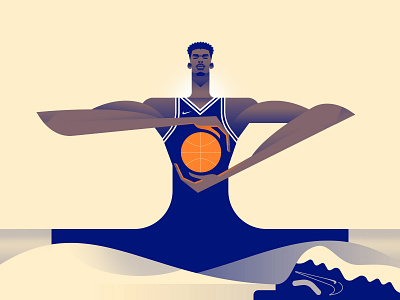 Victor ball baller basketball character flat illustration minimal minimalist nba nike shaolin sneakers spurs