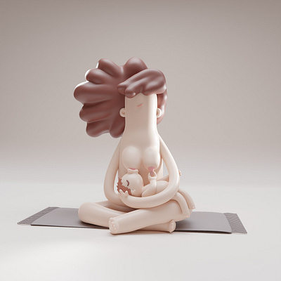 Breastfeeding 3d baby blender breastfeeding character fanart illustration mom