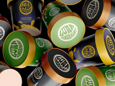 Luna Creamery branding colorful ice cream illustration packaging design