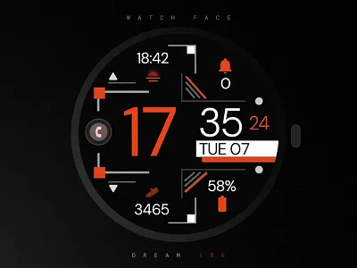 Orange Digital Watch Face black design google graphic design illustration minimal orange samsung simple smart watch smartwatch technology ui watch watch face watchface wear os