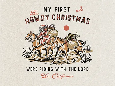 Howdy Christmas branding christmas graphic design illustrator logo santa vintage west western