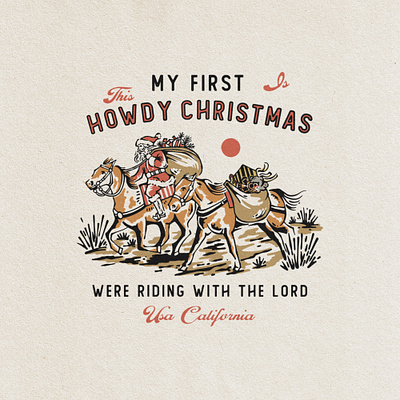Howdy Christmas branding christmas graphic design illustrator logo santa vintage west western