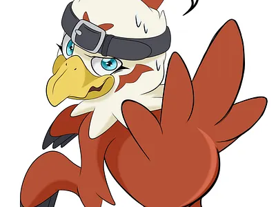 “Can I help you…?” animal art avian bird digimon feral hawkmon