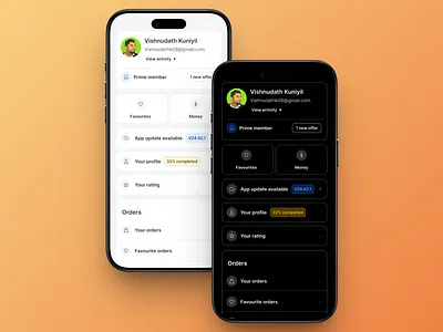 Profile page darkmode design system designsystem lightmode profile component profile page