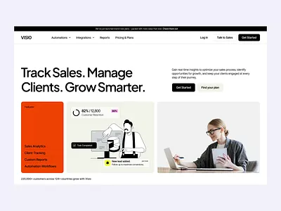 VISIO analytics business client tracking crm data interface landing page management marketing saas saas design sales sales management startup ui ui design ux web web design website