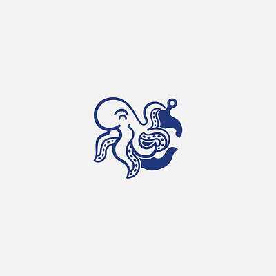 Minimalist octopus logo with anchor brand identity branding creative direction logo logo design