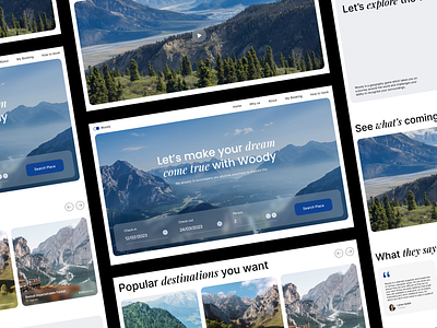 Travel website landing page adventure animation booking clean design flat homepage landing page minimal tour tourism travel travel agency trip typography ui vacation web webdesign website